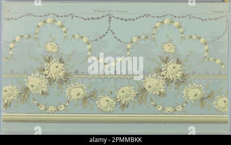 Fregio (USA); prodotto da Standard Wall-Paper Company; carta da parati stampata a macchina, scaglie di mica applicata; 21 x 54 cm (8 1/4 x 21 1/4 in.) Foto Stock