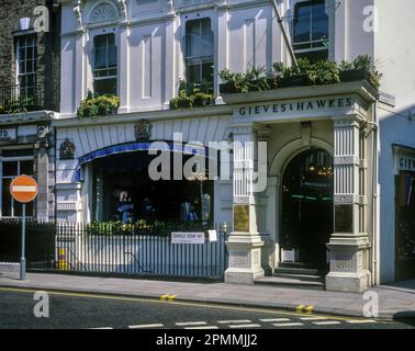 1987 STORICO GIEVES E HAWKES MENS NEGOZIO DI SARTORIA SAVILLE ROW LONDRA INGHILTERRA REGNO UNITO Foto Stock