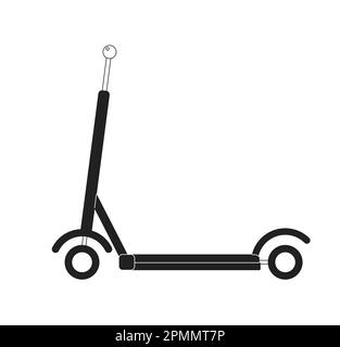 Scooter elettrico per adulti, bambini oggetto piano vettoriale monocromatico Illustrazione Vettoriale