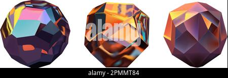 Le futuristiche figure a gradiente neon possono essere utilizzate per una varietà di scopi, intrattenimento, istruzione e visualizzazione scientifica.Set di forme geometriche ologramma. Oggetto multicolore 3d moderno e iridescente. Illustrazione Vettoriale