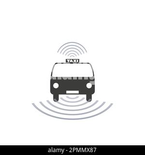 Concetto di progettazione di taxi self-driving per Logo, UI di applicazione mobile, Servizio di ordinazione - Illustrazione vettoriale Illustrazione Vettoriale