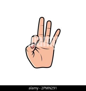 Nove Finger Sign, Hand Sign isolato su sfondo bianco. Illustrazione vettore icona. Illustrazione Vettoriale