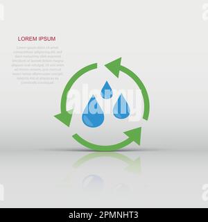 Icona Vector Water cycle in stile piatto. Pittogramma di illustrazione del segnale di riciclaggio. Concetto di business ecologia. Illustrazione Vettoriale