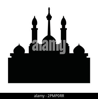 Le singole silhouette nere dello sfondo islamico Ramadan Cityscapes Illustrazione Vettoriale