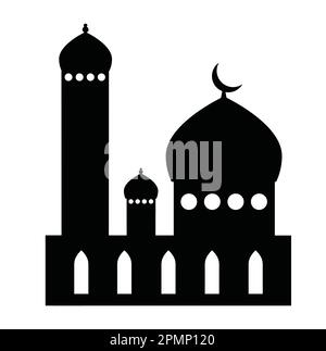 Le singole silhouette nere dello sfondo islamico Ramadan Cityscapes Illustrazione Vettoriale