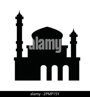 Le singole silhouette nere dello sfondo islamico Ramadan Cityscapes Illustrazione Vettoriale