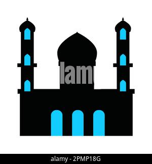 Le singole silhouette nere dello sfondo islamico Ramadan Cityscapes Illustrazione Vettoriale