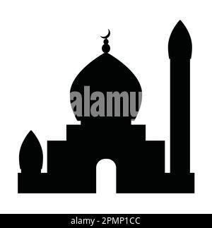 Le singole silhouette nere dello sfondo islamico Ramadan Cityscapes Illustrazione Vettoriale