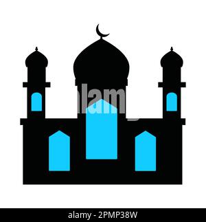 Le singole silhouette nere dello sfondo islamico Ramadan Cityscapes Illustrazione Vettoriale