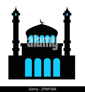 Le singole silhouette nere dello sfondo islamico Ramadan Cityscapes Illustrazione Vettoriale