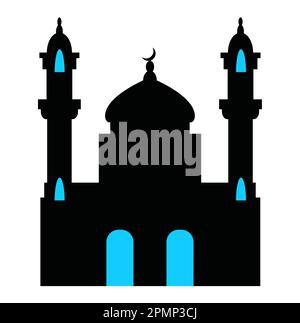 Le singole silhouette nere dello sfondo islamico Ramadan Cityscapes Illustrazione Vettoriale