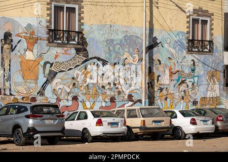 Murale di strada a Luxor, Egitto Foto Stock