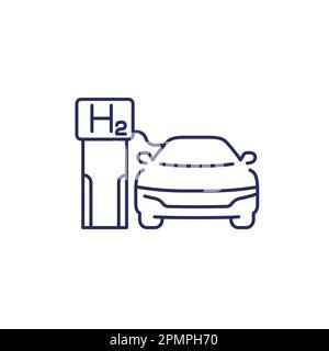 icona della linea di rifornimento dell'auto a idrogeno Illustrazione Vettoriale