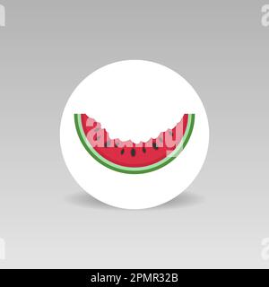 Mangiato pezzo di anguria rotonda vettore icona Illustrazione Vettoriale