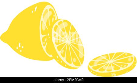 Set di limoni disegnati a mano. Illustrazione vettoriale di limone tagliato e fette, agrumi gustosi, cibo sano, frutta fresca estiva Illustrazione Vettoriale