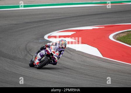 Le Americhe, Austin, Texas, Stati Uniti. 14th Apr, 2023. Johann Zarco (5) con prima Pramac Racing in pratica 1 al Red Bull Grand Prix delle Americhe, Circuit of the Americas, Austin, Texas. Mario Cantu/CSM/Alamy Live News Foto Stock