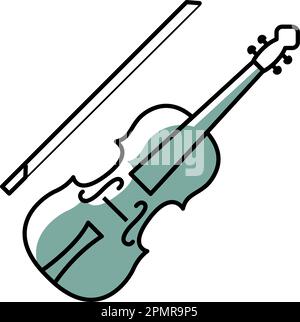 Disegno isolato colorato dei bambini di icona del violino vettore Illustrazione Vettoriale