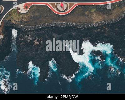 Vista sul drone di San Roque a Pico, le Azzorre Foto Stock