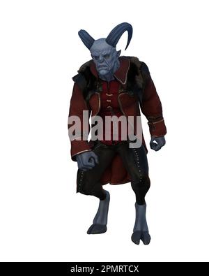 Krampus demone fantasy mostro di Natale che nasce dalla cultura pagana. 3D illustrazione isolata su sfondo bianco. Foto Stock