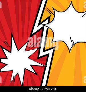 Pagina comic colorata con effetto halftone e fumetti Vector Illustrazione Vettoriale