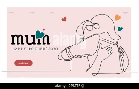 Scritta a mano per la Festa della mamma. Disegno di testo a linea continua. Illustrazione vettoriale. Illustrazione vettoriale Illustrazione Vettoriale