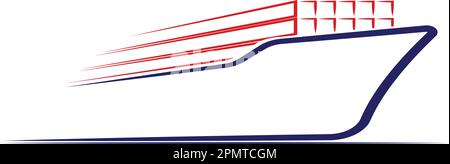 Modello vektor con il logo della nave da carico di spedizione Illustrazione Vettoriale