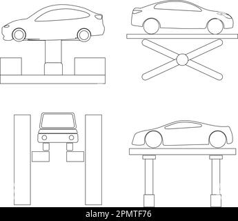 disegno dell'illustrazione vettoriale dell'icona idraulica del sollevatore per auto Illustrazione Vettoriale