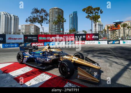 Long Beach, Stati Uniti. 14th Apr, 2023. 20 DALY Conor (usa), ed Carpenter Racing, Dallara IR18 Chevrolet, azione durante il Gran Premio Acura di Long Beach 2023, 3rd° round della 2023 NTT IndyCar Series, dal 14 al 16 aprile 2023 sulle strade di Long Beach, a Long Beach, California, Stati Uniti d'America - Photo Florent Gooden/DPPI Credit: DPPI Media/Alamy Live News Foto Stock