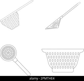 Colander icona, cucina Cullender utensil icona Vector Art Illustrazione Illustrazione Vettoriale