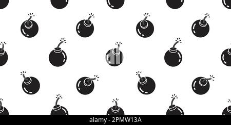 Bomba senza cuciture modello vettoriale icona granata cartone animato sfondo isolato Illustrazione Vettoriale