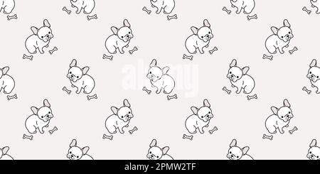 Cane senza cuciture francese bulldog modello vettoriale cane osso pug sfondo isolato carta da parati Illustrazione Vettoriale