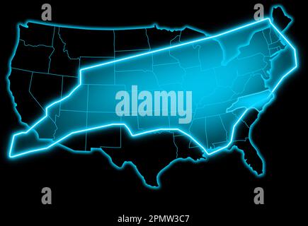 Mappa North carolina blu bagliore futuristico con sfondo Stati Uniti America Foto Stock