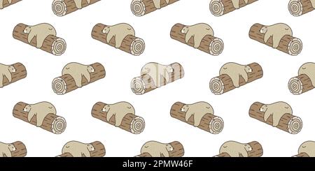 Orso senza cuciture modello vettore Polar Bear panda sonno log doodle sfondo isolato carta da parati Illustrazione Vettoriale