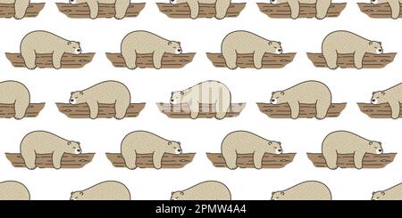 Orso senza cuciture modello vettore Polar orso sonno log doodle sfondo isolato carta da parati Illustrazione Vettoriale