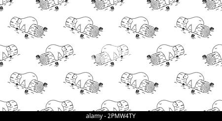 Orso senza cuciture modello Polar orso sonno log fungo isolato doodle sfondo carta da parati Illustrazione Vettoriale