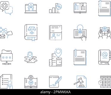 Gli strumenti didattici delineano la raccolta di icone. Scuola, insegnante, imparare, libri, classe, Matite, vettore iPad e set di concetti di illustrazione. Computer Illustrazione Vettoriale