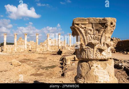 Colonne romane, Paphos parco archeologico, Kato Paphos, Cipro Foto Stock