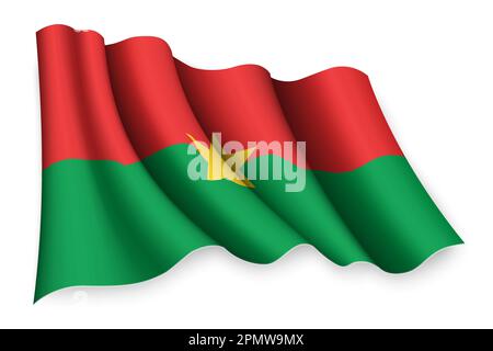 Bandiera realistica del Burkina Faso Illustrazione Vettoriale