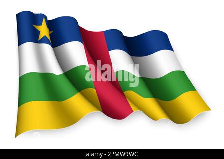 Bandiera realistica sventolante della Repubblica Centrafricana Illustrazione Vettoriale