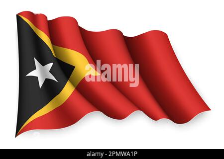 Bandiera realistica sventolante di Timor orientale Illustrazione Vettoriale