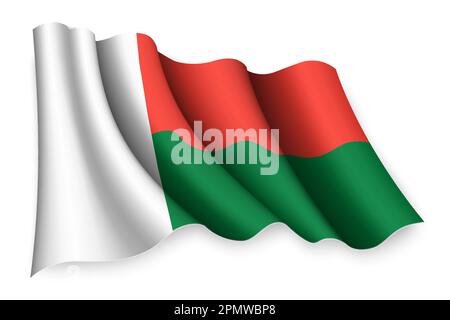 Bandiera di sventolare realistica del Madagascar Illustrazione Vettoriale