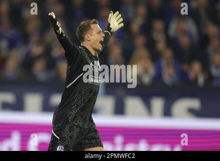 Schalke, Germania. 14th Apr, 2023. Primo : 04/14/2023, Calcio, 1st Bundesliga: FC Schalke 04 - Hertha BSC Berlin 5: 2 Alexander Schwolow, credito gestuale: dpa/Alamy Live News Foto Stock