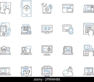 La tecnologia Internet illustra la raccolta di icone. Internet, tecnologia, online, Web, rete, Set di concetti relativi a connettività, vettore dati e illustrazione Illustrazione Vettoriale