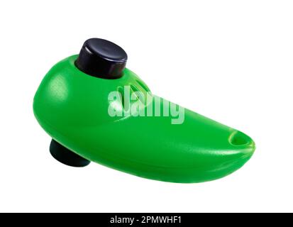 Primo piano di un clicker isolato utilizzato per l'addestramento del cane Foto Stock