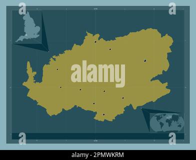 Bath e North East Somerset, autorità unitaria dell'Inghilterra - Gran Bretagna. Forma a tinta unita. Posizioni delle principali città della regione. Angolo auxilia Foto Stock