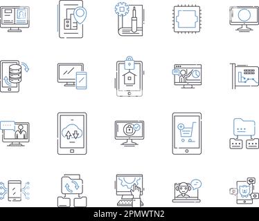 La tecnologia Internet illustra la raccolta di icone. Internet, tecnologia, online, Web, rete, Set di concetti relativi a connettività, vettore dati e illustrazione Illustrazione Vettoriale
