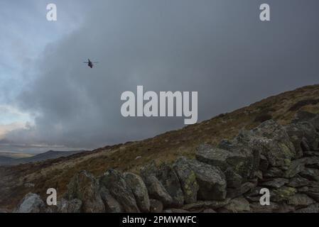 Ricerca per il camminatore mancante del cane Ausra Plungiene Snowdonia- il suo corpo è stato trovato tristemente 13th aprile mancante da aprile 11th. Il suo cane era vivo al suo fianco. Foto Stock