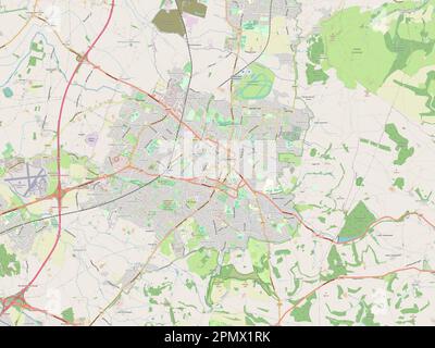 Cheltenham, distretto non metropolitano dell'Inghilterra - Gran Bretagna. Aprire la mappa stradale Foto Stock