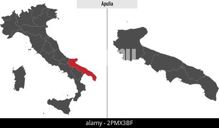 mappa della provincia di Puglia e posizione sulla mappa italiana Illustrazione Vettoriale