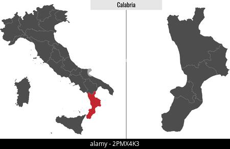 mappa della provincia di Calabria e posizione sulla mappa italiana Illustrazione Vettoriale